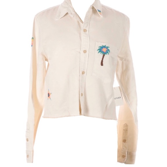 new Mother ✦ Frenchie Fray Button Down Cropped Raw Hem Shirt ✦ Super Lover ✦ XS - Picture 7 of 16